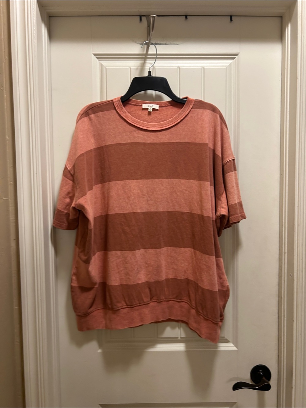 easel Crewneck Short-Sleeve striped pink shirt